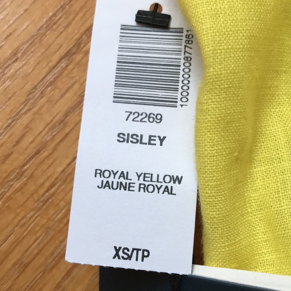 FREE NWT 100% linen aritzia wilfred yellow sisley crop top - Picture 3 of 7